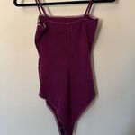 Reformation  ribbed plum purple bodysuit stretchy‎ square neck Sz Small Photo 9