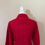 Chico's  Design Red Embroidered Long Sleeve Button Down Shirt Sz 2 Holiday Top Photo 6