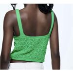ZARA  Bright Green Crochet Knit Bustier V-Neck Crop Top Size Large Photo 1