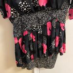 Saint Romei Vintage 80s Floral Silk Midi Dress Large Black Photo 3