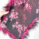 NWT Jennafer Grace Handmade Sangre Faux Fur Collar Shawl Cherry Blossom Lined Pink Photo 4