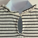 Kaileigh Women's Ruffle Neck Black Stripe Long Sleeve Knit Blouse L Large NWOT Photo 5