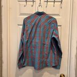 Cowgirl Legend Western Women Shirt‎ Plaid Pearl Snap Sz XL Metallic Rodeo Blue Photo 5