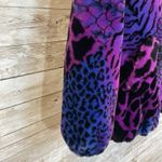 Vintage 80's Womens M Jacket Hooded Neon Purple Blue Faux Fur Animal Print USA Size M Photo 5