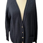 Parkhurst Canada Black Lambswool Angora Cardigan‎ Sweater Goldtone Button… Size L Photo 0