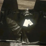 H by Halston HALSTON BLACK STRAIGHT LEG FAUX LEATHER PULL ON DRESS PANTS WITH BOTTOM ZIPPER Photo 1