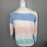 Vintage 80s Adam French Pastel Striped Knit Pullover Sweater Woman’s Size Small White Photo 2