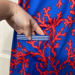 NEW Top It Off women’s blue‎ red coral patterned ribbon pocket tshirt mini dress Blue Photo 2