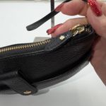 Lodis RFID Black Leather Wristlet Clutch Purse Gold Logo Detachable Strap Photo 6