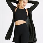 Joah Brown Joah‎ Brown Luna Side Slit Ribbed Cardigan Marble Hacci Heathered Black S/M Photo 1