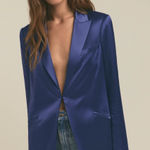 Favorite Daughter The Satin Blazer Navy Venetian Blue Medium Photo 0