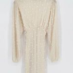 Chic Wish Cotton Canday Swiss Dot Chiffon Midi Dress in Cream Women's XS Photo 0