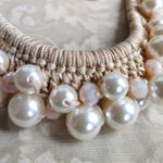 Pearl and Glass Bead Crochet Collar Necklace Gold Photo 2