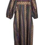 Krist Gudnason Cotton MaxiDress Vintage 70s Geometric Egyptian Ethnic size S Blue Photo 1