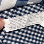 ZARA Womens Long Sleeve Gingham Top Blouse Floral Neck Tie Blue White Medium Photo 5