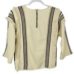 Anthropologie Anthro Eri + Ali Macrame Boho Natural Neutral Beige Tassel Long Sleeve Top XS Photo 2