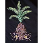 Pineapple Sequin Sweater Sleeveless Embellished Size XL Vintage Resort Cruise Black Photo 1