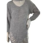 Women's Distressed Loose Relaxed Knit Chunky Oversized Frayed Sweater Tunic Purple Size M Photo 7