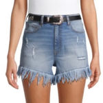 No Boundaries High Rise Festival Fray Hem Denim Shorts‎ Photo 0