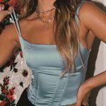 Princess Polly NWT ZORA SATIN CORSET TOP BLUE Photo 0