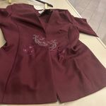 Blazer & Skirt Suit Elegant Burgundy Embroidered Blazer Pride & Joy 14 W Red Size 14W Photo 6