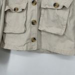 Bershka  Cropped Canvas Jacket Cream Beige Button Front Puff Sleeves Size M Photo 4