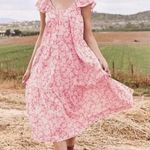 The Great Pink Floral Tiered The Whipstitched Plumeria Midi Dress Size 1 Photo 0
