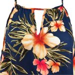 Perfect Peach Tropical Hawaiian Floral Multicolored Print Top Size Medium Blue Photo 3