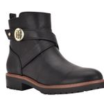 Tommy Hilfiger • Faux Leather Lug Sole Bootie equestrian logo strap buckle Photo 1