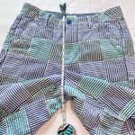 LL Bean Lakewashed Blue Green Seersucker Plaid Chino Bermuda Shorts Size 6 Photo 8