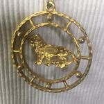 Vintage CELEBRITY NY Leo Zodiac Gold Tone Open Work Pendant signed Piece Photo 2