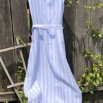 Sigrid Olsen  long white and blue striped linen maxi dress w/pockets M Photo 5