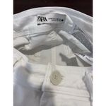 ZARA Jeans Womens 2 White The Marine Straight Wide Leg Frayed Hem High Rise Photo 6