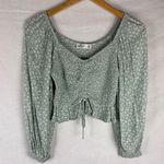 Hollister  Floral Smocked Cinch Front Cropped Long Sleeve Photo 0