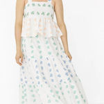 American Eagle Boho Cotton Linen Blend Floral Tiered Crop Tank Maxi Skirt Set L Size L Photo 0