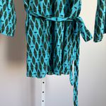 ZARA  Women's Blue Green Print Long Sleeve‎ Mini Dress with Belt Photo 2