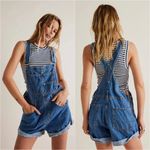 Free People We The Free Ziggy Shortalls Denim Overalls Sapphire Blue Sz M NWT Photo 1