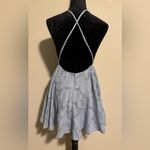 Lulus NWT  Days of Beauty Dusty Blue Burnout Floral Skater Dress size medium Photo 2