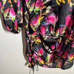 Delfi Collective Dress Women S Black Lindsay Floral Long Sleeve Satiny Mini Club Photo 4