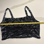 Urban Outfitters Crop Top Shirt Sz L Large Black & Grey Velvet Textured Photo 2