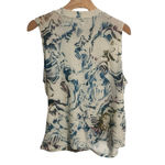 Calia by Carrie Calia Sleeveless Wrap Front Blouse Womens Size XL White Multi Color Moss Print Photo 9