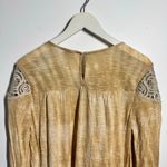 Sundance Top Women M Golden Yellow Crochet Lace Boho 3/4 Sleeve Fall Peasant Gold Size M Photo 3