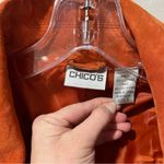 Chico's Jacket Women’s 3 (XL) Burnt Orange Suede Leather Collared Double Vintage Photo 3