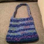 Crocheted Purse Multi Blue with White Specs Color Bag Photo 1