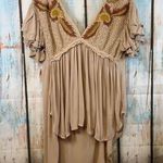 Free People 🚫SOLD🚫NWT  Embroidered Hi-Low Tunic with Open Tie Back Size Small Photo 0