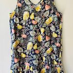 J. Jill Sz M Stretch Double V Neck Knit Midi Tropical Tank Dress Pockets Black Size M Photo 0