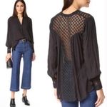 Free People  The Best Blouse Button Down OLIVE Green Gauze Long Sleeve Blouse Top Photo 1