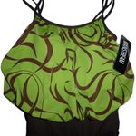 Mainstream Green & Brown One Piece Swimsuit, Blouson, Double Strap, Lined, 8 NWT Photo 4