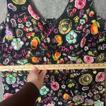 Karin Stevens  20w Black Multi Color Tutti Fruitti Floral Dress V Neck Sleeveless Photo 3