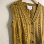 Pink Rose Mustard Cable Knit Sweater Vest size Large Photo 4